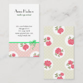 赤いバラ、花の柄、花屋、花屋 名刺 (正面/裏面)