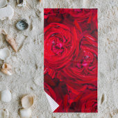 赤いバラ、花柄 ビーチタオル