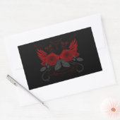 赤いバラ 長方形シール (封筒)