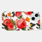 赤いバラ、黄色の蝶ホワイトフローラ Case-Mate iPhoneケース (裏面 (横))