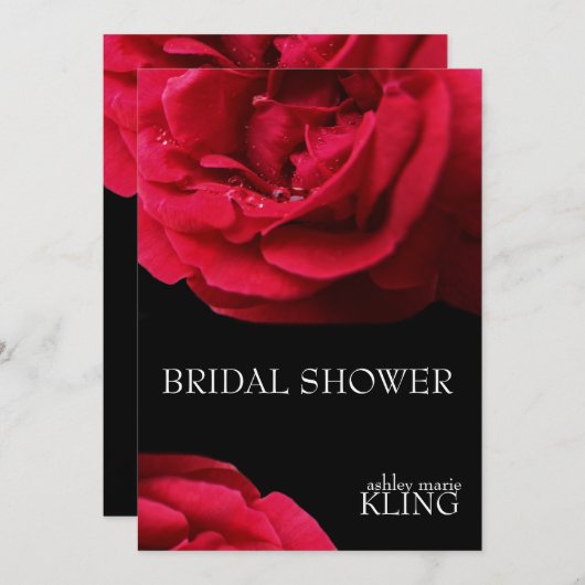 赤いバラ（黒） 招待状 (正面/裏面)