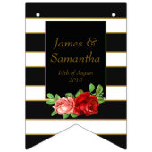 赤いバラ、黒、白及び金ゴールドは縞で飾ります- バンティングフラッグ (第2の旗)