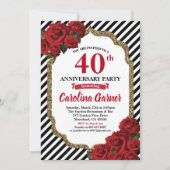 赤いバラ 40周年パーティー招待状 結婚式 招待状 (正面)