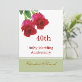 赤いバラ 40周年 ルビー 結婚記念日 招待状 (スタンド正面)