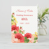 赤いバラ 40周年 結婚記念日 招待状 (スタンド正面)