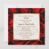赤いバラ 50周年 結婚記念日 - 角形 ver. 2 招待状 (裏面)