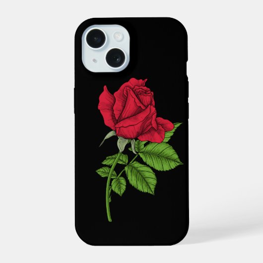 赤いバラ iPhone 15ケース (裏面)
