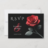 赤いバラ – RSVP-結婚s- 出欠カード (正面)
