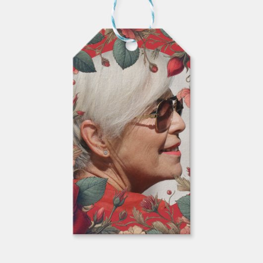 赤いバラPHOTOメモリアル記念センチメンタル ギフトタグ (正面)