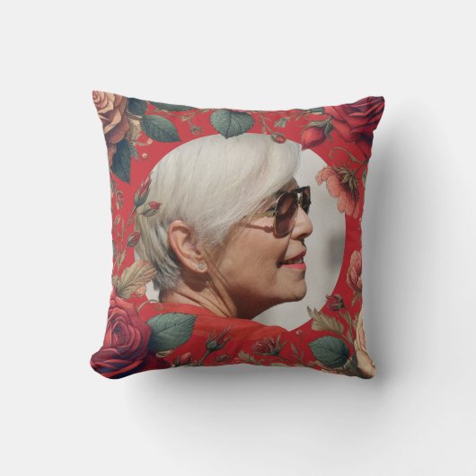 赤いバラPHOTOメモリアル記念センチメンタル クッション (正面)