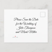 赤いバラw結婚のリングや輪日付を保存 案内ポストカード (裏面)