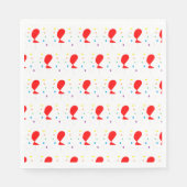 赤いバルーンとカラフル紙吹雪パターン スタンダードランチョンナプキン (正面)