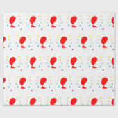赤いバルーンとカラフル紙吹雪パターン ラッピングペーパー (フラット)