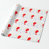 赤いバルーンとカラフル紙吹雪パターン ラッピングペーパー (アンロールド)