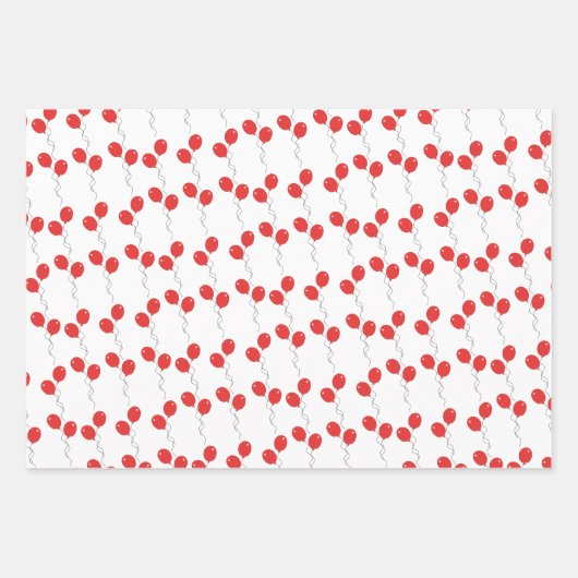 赤いバルーンとストライプハッピーバースデー大事な行事 ラッピングペーパーシート (正面3)