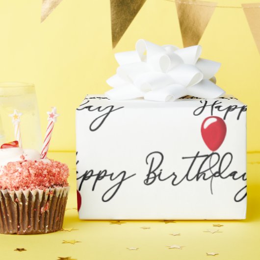 赤いバルーンのハッピーバースデー ラッピングペーパー (誕生日パーティー)