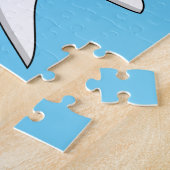 赤いバルーンを持ったかわいい漫画幽霊 ジグソーパズル (側面)