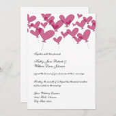 赤いバルーンハート結婚式招待状 招待状 (正面/裏面)