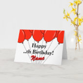 赤いバルーンブーケ誕生日グリーティングカード カード (黄色い花)