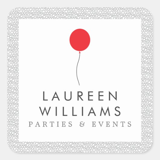 赤いバルーンロゴパーソナライズされたシール スクエアシール (正面)