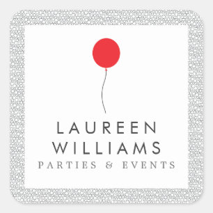 赤いバルーンロゴパーソナライズされたシール スクエアシール