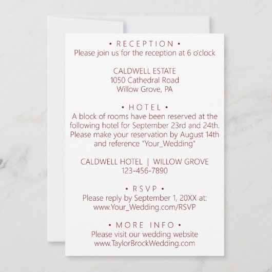 赤いバルーン。エレガントなウェディングカード 招待状 (裏面)