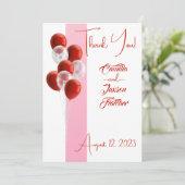 赤いバルーン。エレガントサンキューカード 招待状 (スタンド正面)