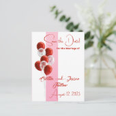 赤いバルーン。日付エレガントカードの保存 ポストカード (スタンド正面)