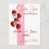 赤いバルーン。日付エレガントカードの保存 ポストカード (正面)