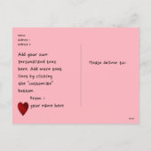 赤いバレンタインデーのハート シーズンポストカード (裏面)