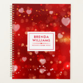 赤いバレンタインハートのコラージュの背景 プランナー手帳 (正面)
