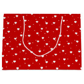 赤いバレンタインハートパターン ラージペーパーバッグ (正面)