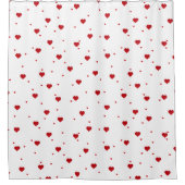 赤いバレンティのハートパターン シャワーカーテン (正面)