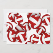 赤いバレーボールの女の子の男の子の誕生日パーティー 招待状 (裏面)