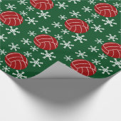 赤いバレーボールの雪片の休日の包装紙 ラッピングペーパー (角)