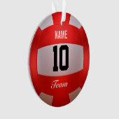 赤いバレーボールをカスタマイズ オーナメント (正面)