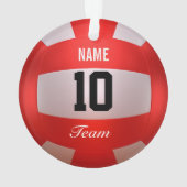 赤いバレーボールをカスタマイズ オーナメント (裏面)