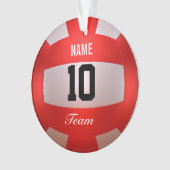 赤いバレーボールをカスタマイズ オーナメント (正面)