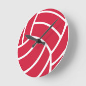 赤いバレーボールアイコン ラウンド壁時計 (傾斜)