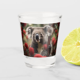 赤いバンクシアの木とコアラ・ベア ショットグラス