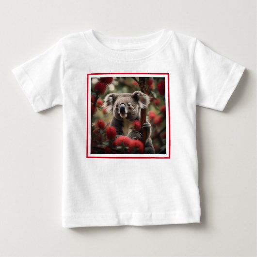 赤いバンクシアの木とコアラ・ベア ベビーTシャツ (正面)