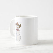 赤いバンダナが付いているカウボーイの雪だるま コーヒーマグカップ (正面左)