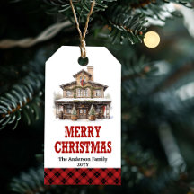 赤いバンダナのランチ風クリスマスタグ（名入れ可）