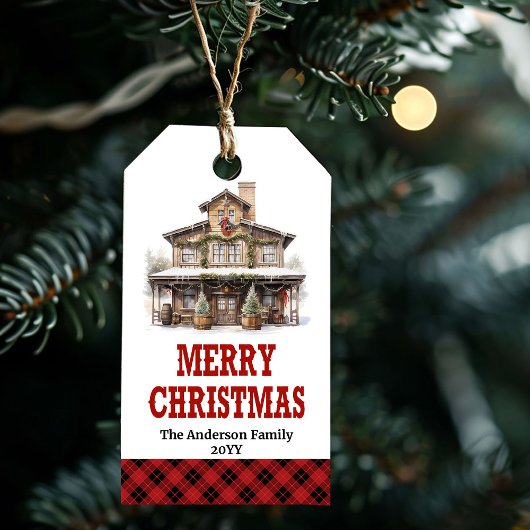 赤いバンダナのランチ風クリスマスタグ(名入れ可) ギフトタグ