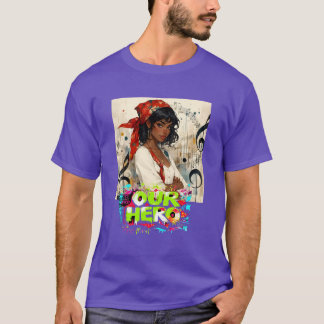 赤いバンダナの女の子ミュージックコンサート私たちのヒーロー Tシャツ