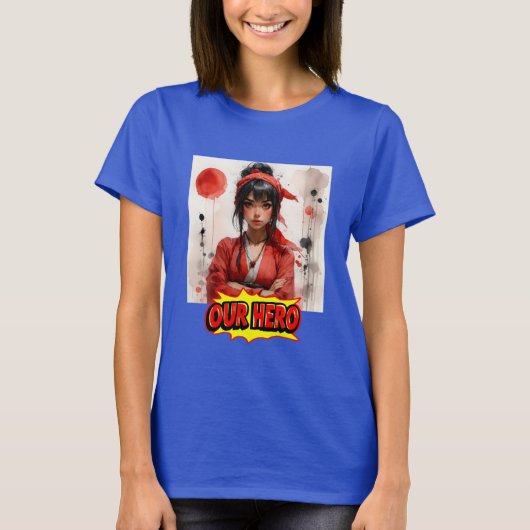 赤いバンダナの女の子 私たちのヒーロー 音楽コンサート Tシャツ (正面)