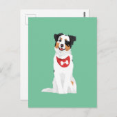 赤いバンダナを持つかわいいオーストラリアの羊飼いの子犬 ポストカード (正面/裏面)