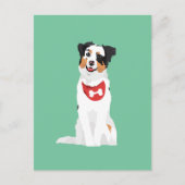 赤いバンダナを持つかわいいオーストラリアの羊飼いの子犬 ポストカード (正面)