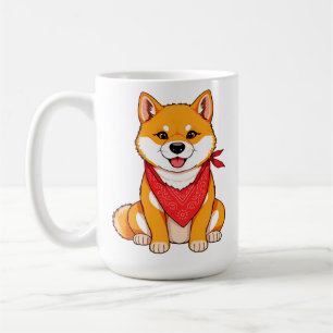 赤いバンダナを着けたかわいい柴犬のキャラクター コーヒーマグカップ