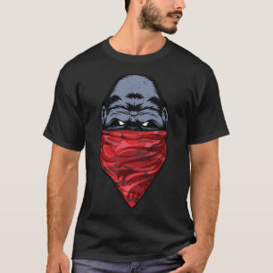 赤いバンダナを身に着けているゴリラのギャングのサル Tシャツ